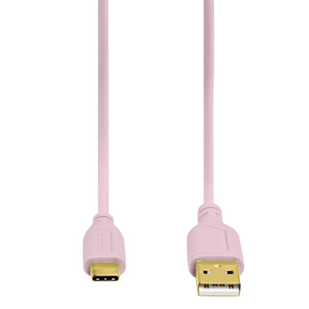USB-Kabel TYPE-C auf USB-A FLEXI 0,75 m vergoldete Stecker rosa 135787 von Hama 00135787abb2.jpg