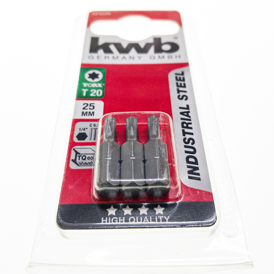 KWB Bit T20, 25 mm, 1/4″ C 6.3, TQ 60 Steel Torx 3er Pack 121220 121220-1.jpg
