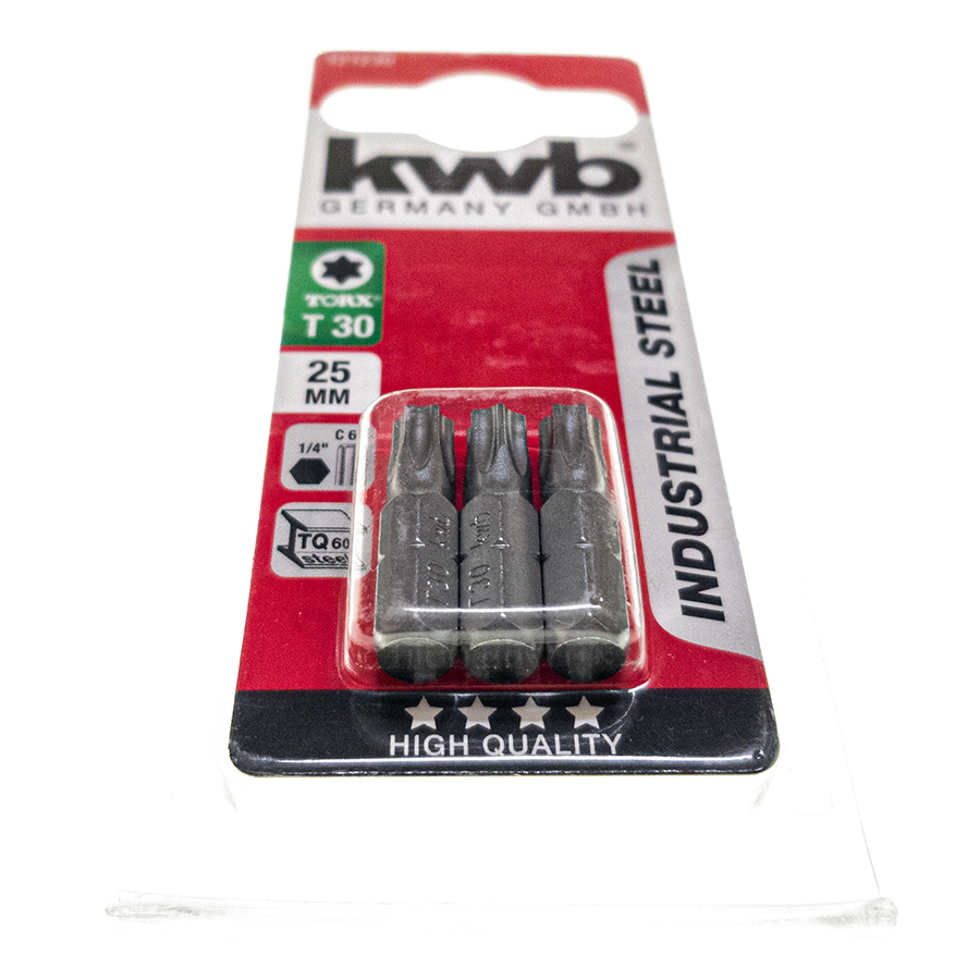 KWB Bit T30, 25 mm, 1/4″ C 6.3, TQ 60 Steel Torx 3er Pack 121230 121230-1.jpg