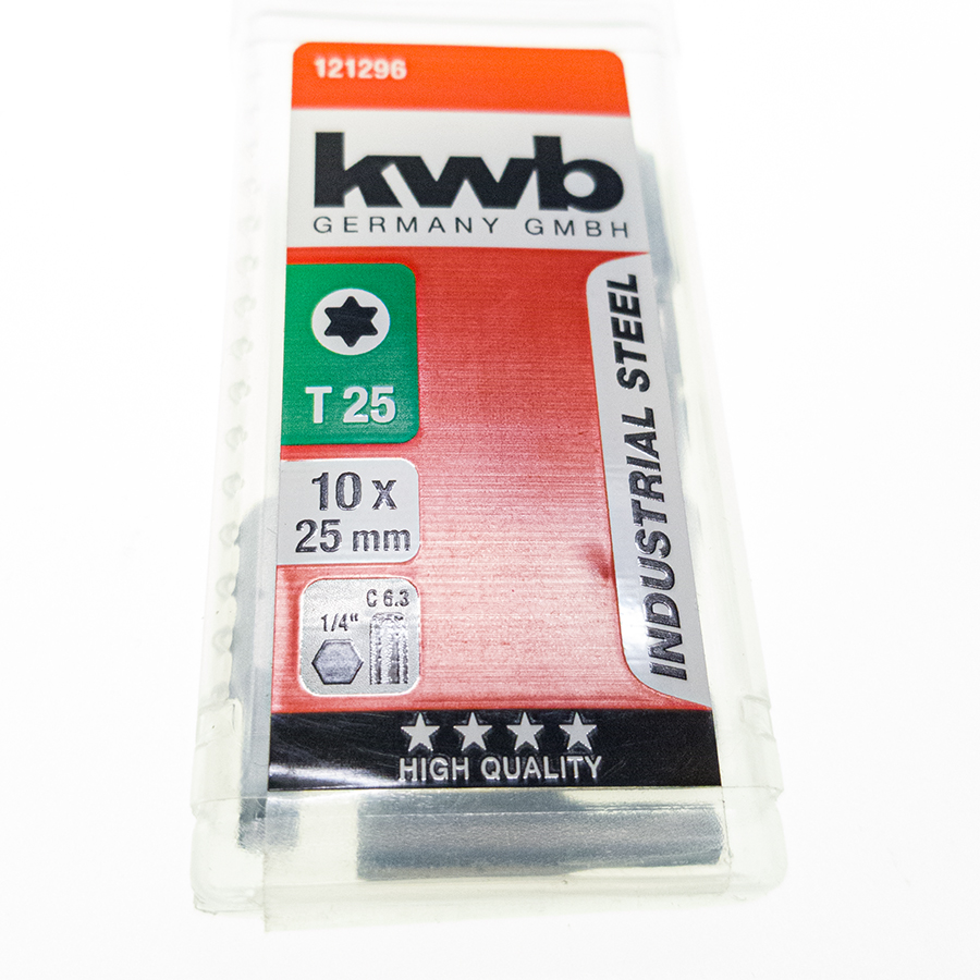 KWB Bit T25, 10er Pack 25 mm, 1/4″ C 6.3 Torx 10er Pack 121296 121296-1.jpg