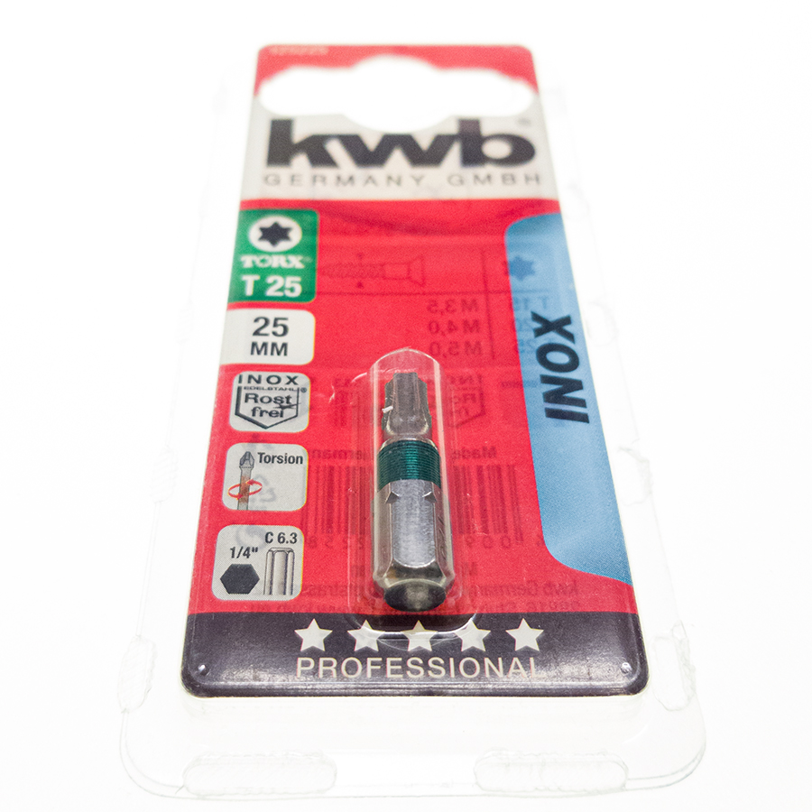 KWB Bit T25, 25 mm, Inox Edelstahl Torsion, 1/4″ C 6.3 Torx 125225 125225-1.jpg