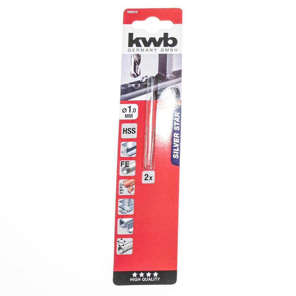2er Pack KWB HSS-Spiralbohrer Silver Star Ø 1,0 mm, 135° rechtsschneidend 206510 206510.jpg
