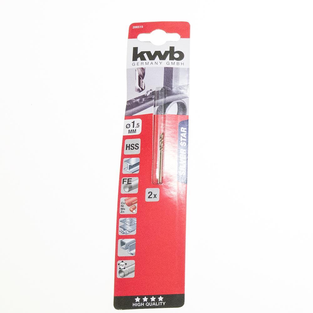 2er Pack KWB HSS-Spiralbohrer Silver Star Ø 1,5 mm, 135° rechtsschneidend 206515 206515.jpg