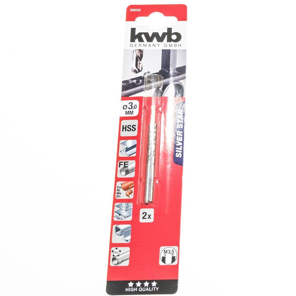 2er Pack KWB HSS-Spiralbohrer Silver Star Ø 3,0 mm, 135° rechtsschneidend 206530 206530.jpg