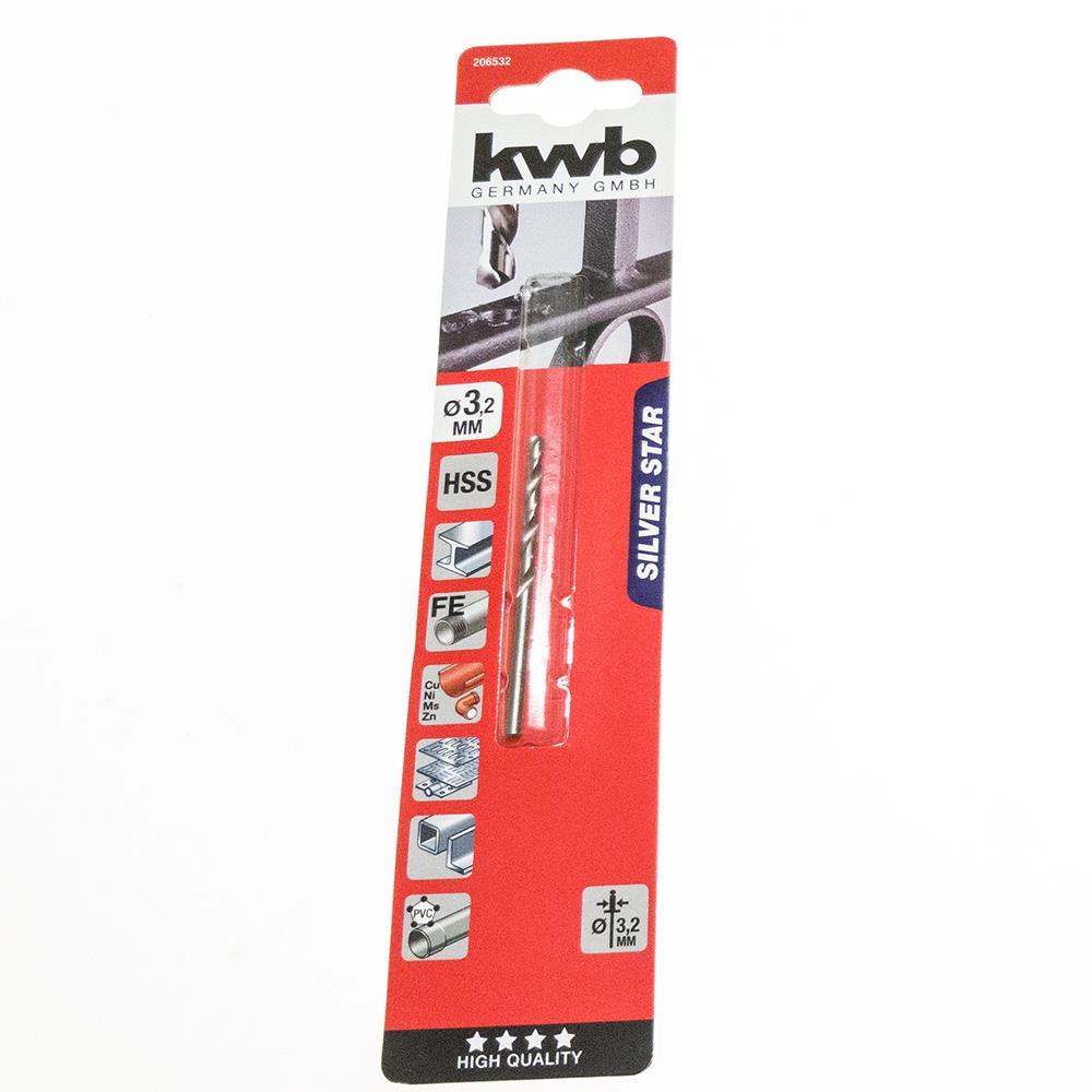 KWB HSS-Spiralbohrer Silver Star Ø 3,2 mm, 135°, rechtsschneidend 206532 206532.jpg