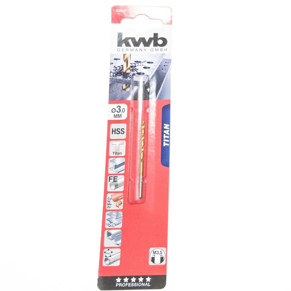 KWB HSS-Spiralbohrer Titan Ø 3,0 mm DIN 338, 135°, rechtsschneidend 238630 238630.jpg