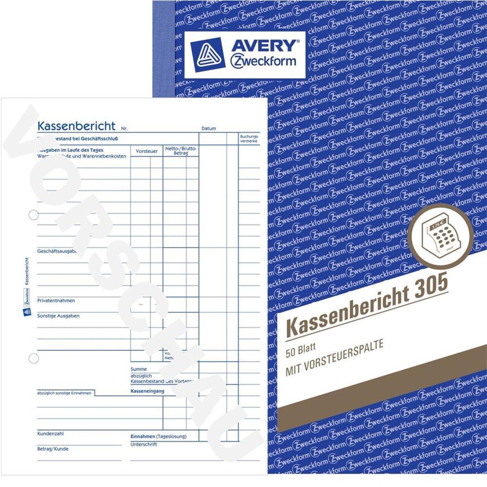 AVERY Zweckform Kassenbericht / 305, weiß, DIN A5 hoch, Inhalt 50 Blatt 4004182003053.jpg