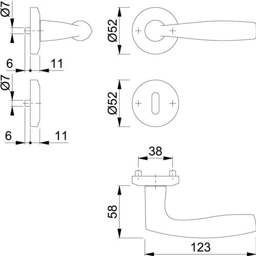 Hoppe Rosette Drückergarnitur Rosetten-Ø: 52mm Lochung: OB Messing 4012789163872_2.jpg