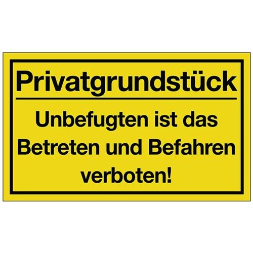 NW Schild Privatgrundstück 400 x 250 mm Kunststoff gelb/schwarz Hinweiszeichen 4015448610885.jpg