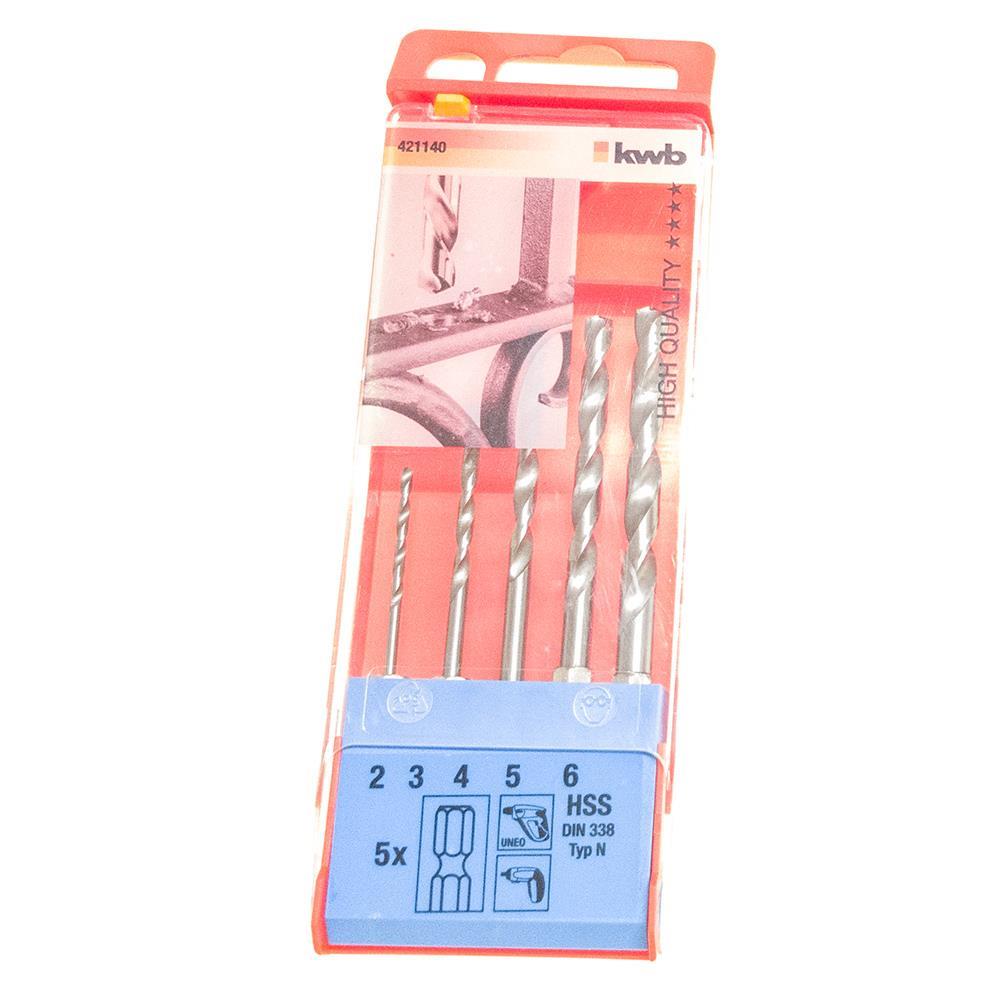 KWB HSS-Bohrersatz 5-teilig 2 – 6mm 6-Kant Spiralbohrer E 6.3 421140 421140.jpg
