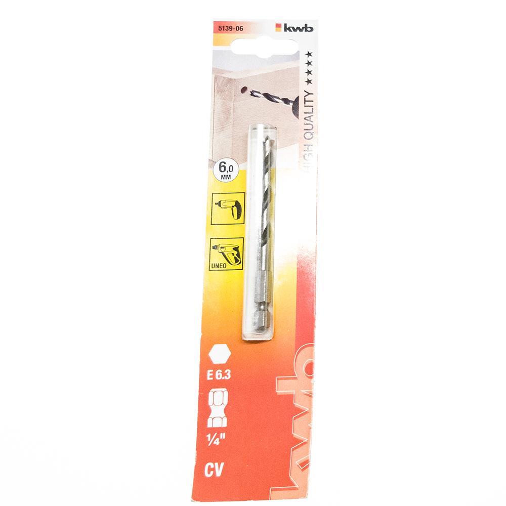 KWB Holzbohrer 1 / 4″ 6-Kant 6,0 mm Sechskantaufnahme 1/4″ E 6.3 513906 513906a.jpg